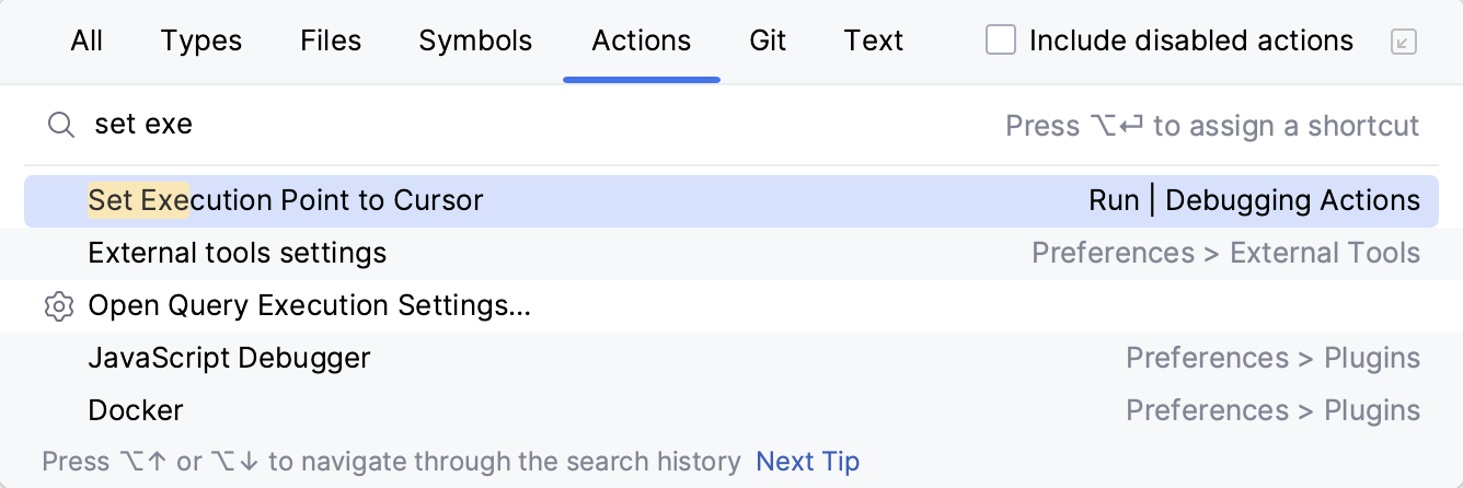Set Execution Point in Search Everywhere dialog Set Execution Point in Search Everywhere dialog