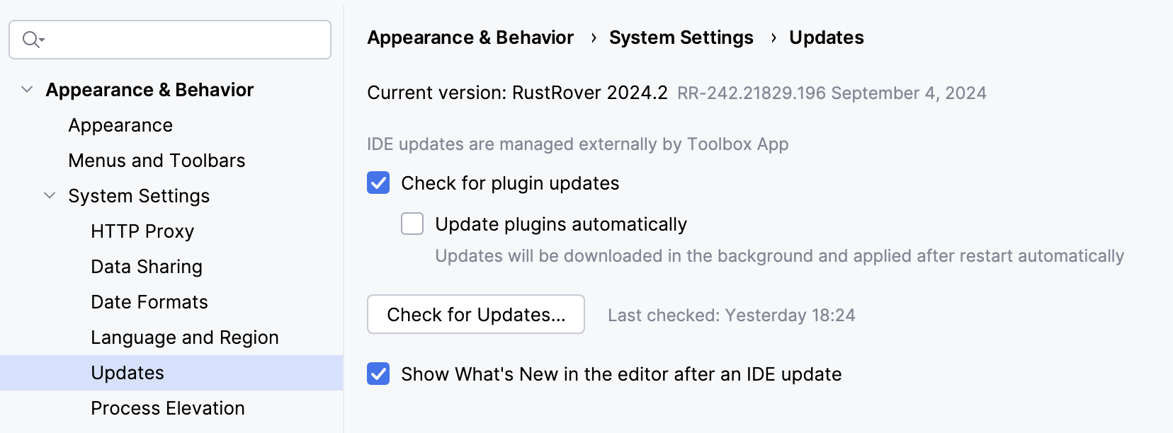 Update settings Update settings