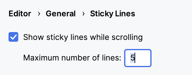 Configure the number of sticky lines Configure the number of sticky lines
