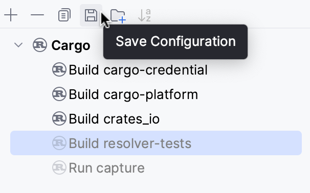 Saving a temporary configuration in the Run/Debug Configurations dialog Saving a temporary configuration in the Run/Debug Configurations dialog