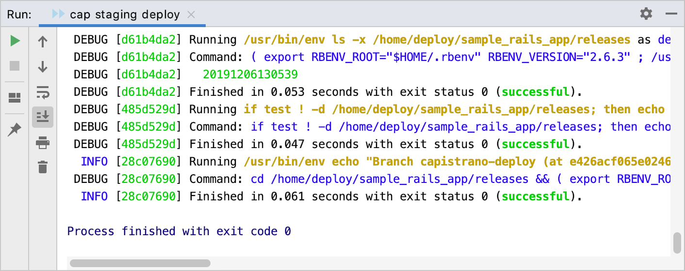 Run tool window: deployment Run tool window: deployment
