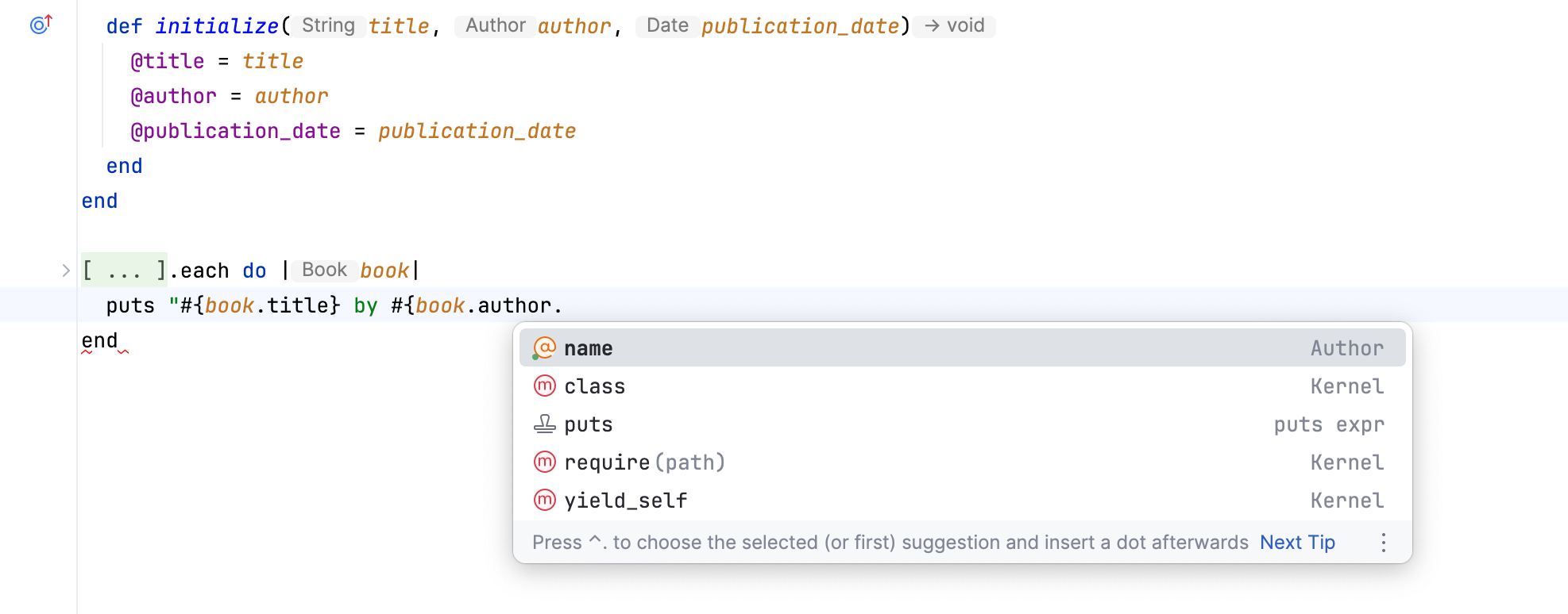 Method name completion with RBS Method name completion with RBS
