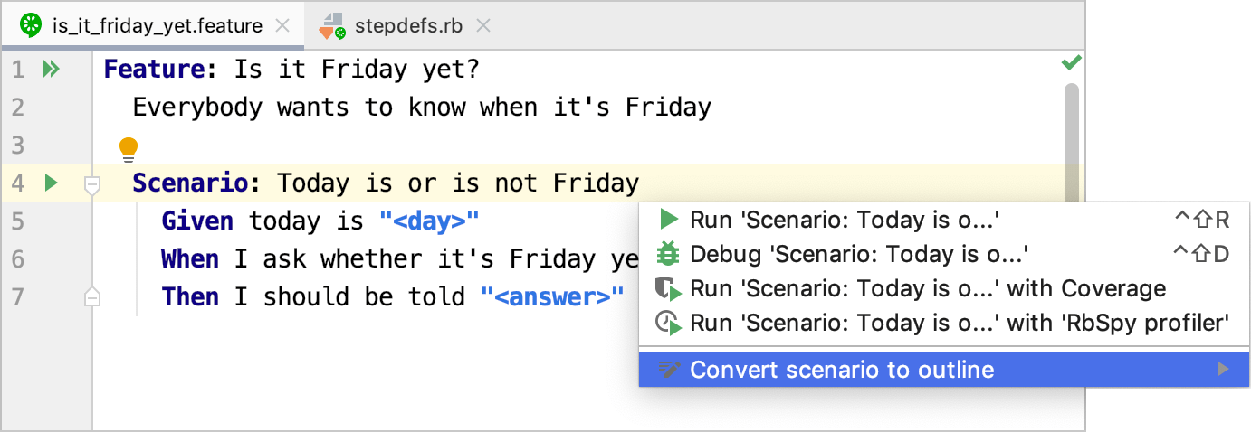Convert scenario to outline Convert scenario to outline