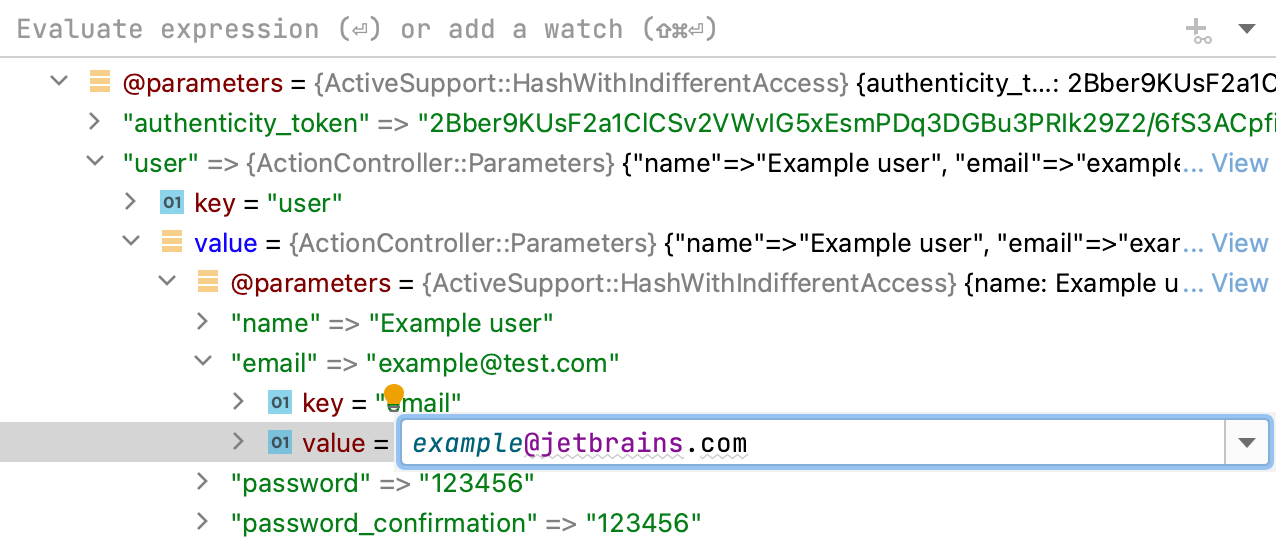 Enter new value for the variable in the field right next to its name Enter new value for the variable in the field right next to its name