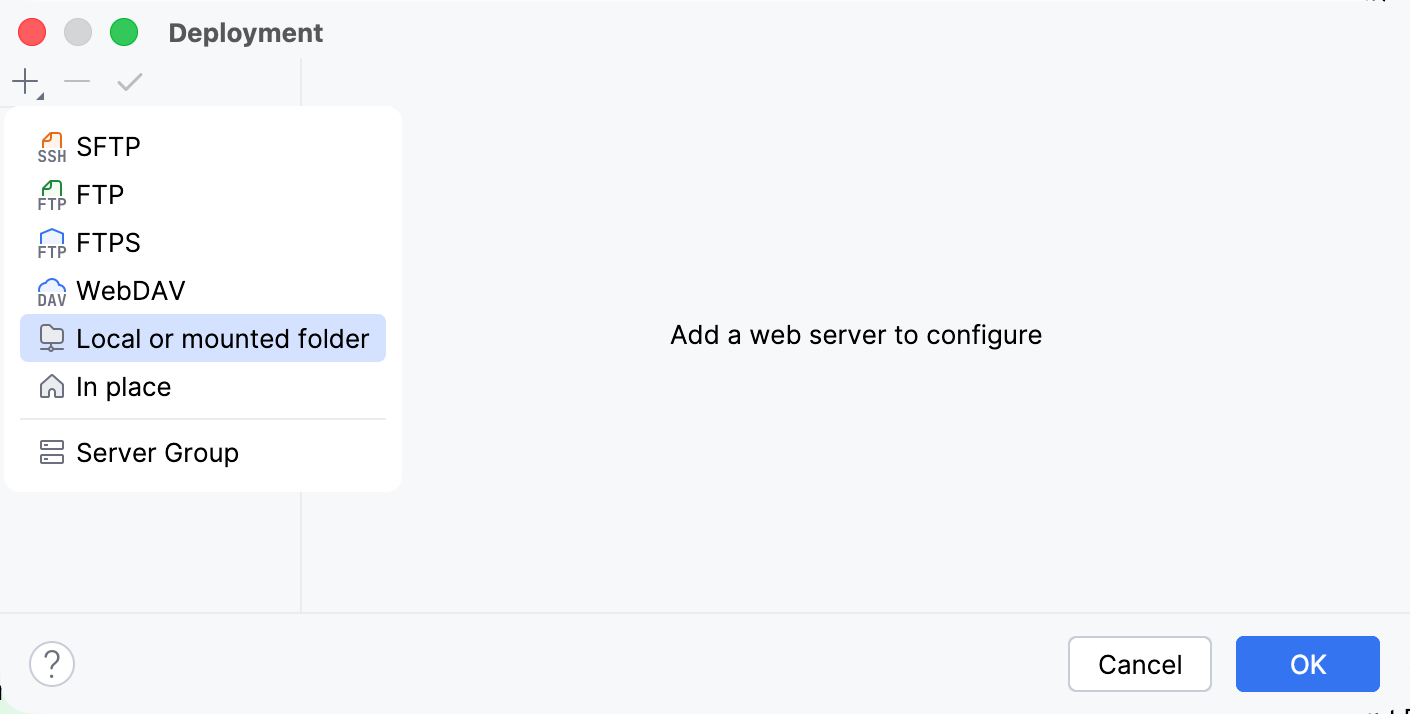 Add server dialog Add server dialog