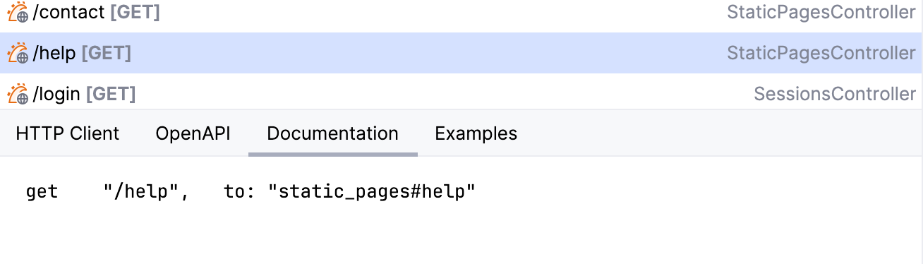 Endpoints tool window: Documentation tab