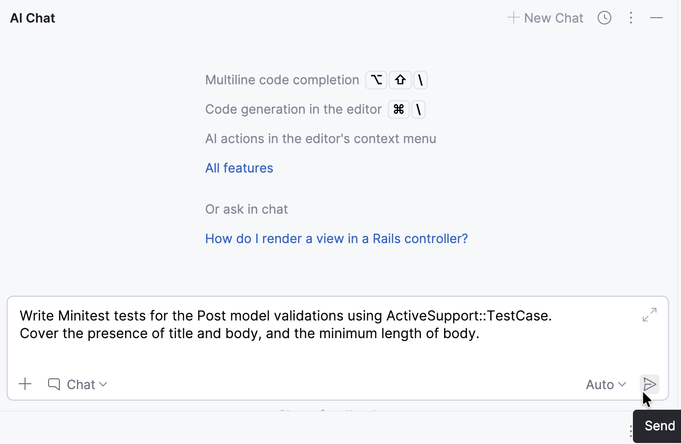 AI Assistant tests prompt