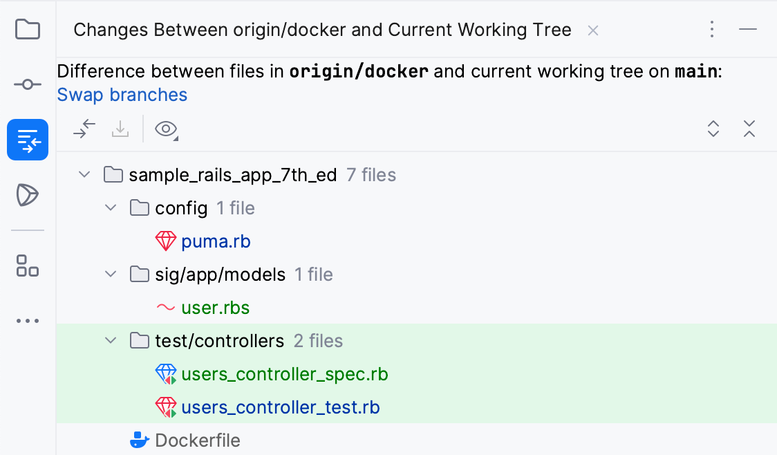 Show diff between selected branch and current working tree Show diff between selected branch and current working tree
