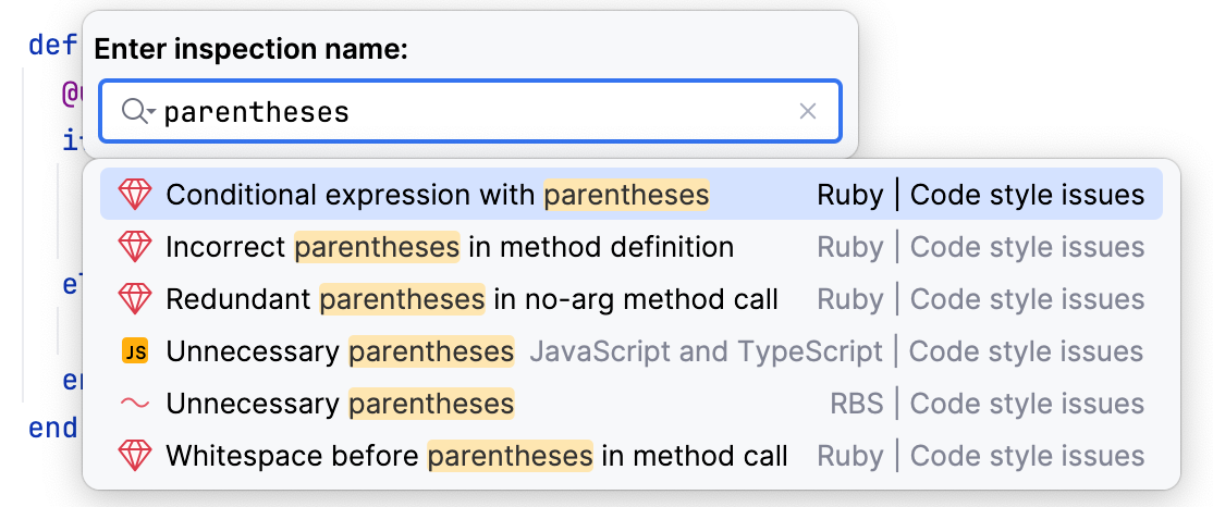 Run inspection by name Run inspection by name