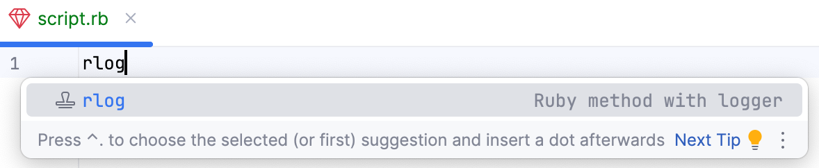 Selecting a live template Selecting a live template