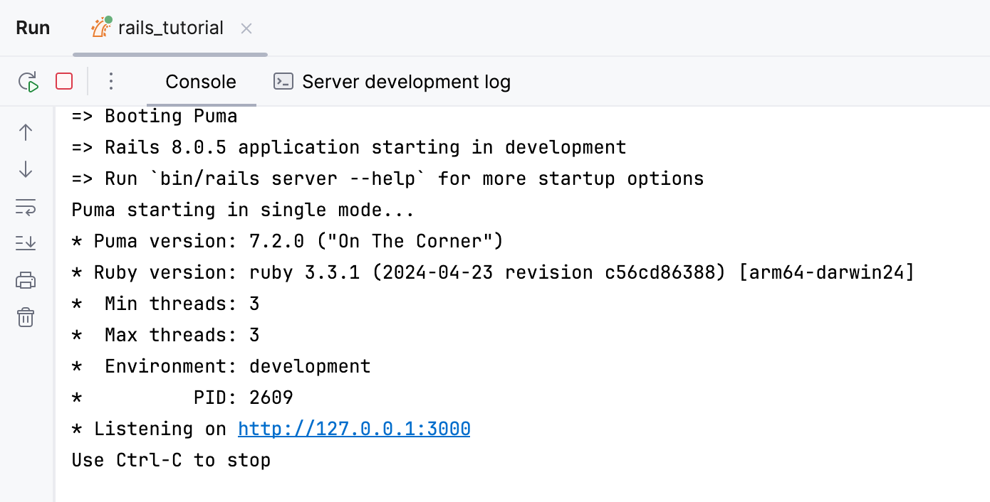 Rails server output Rails server output