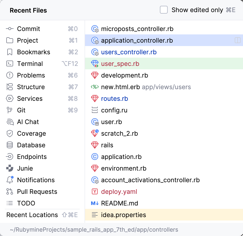 Recent files Recent files