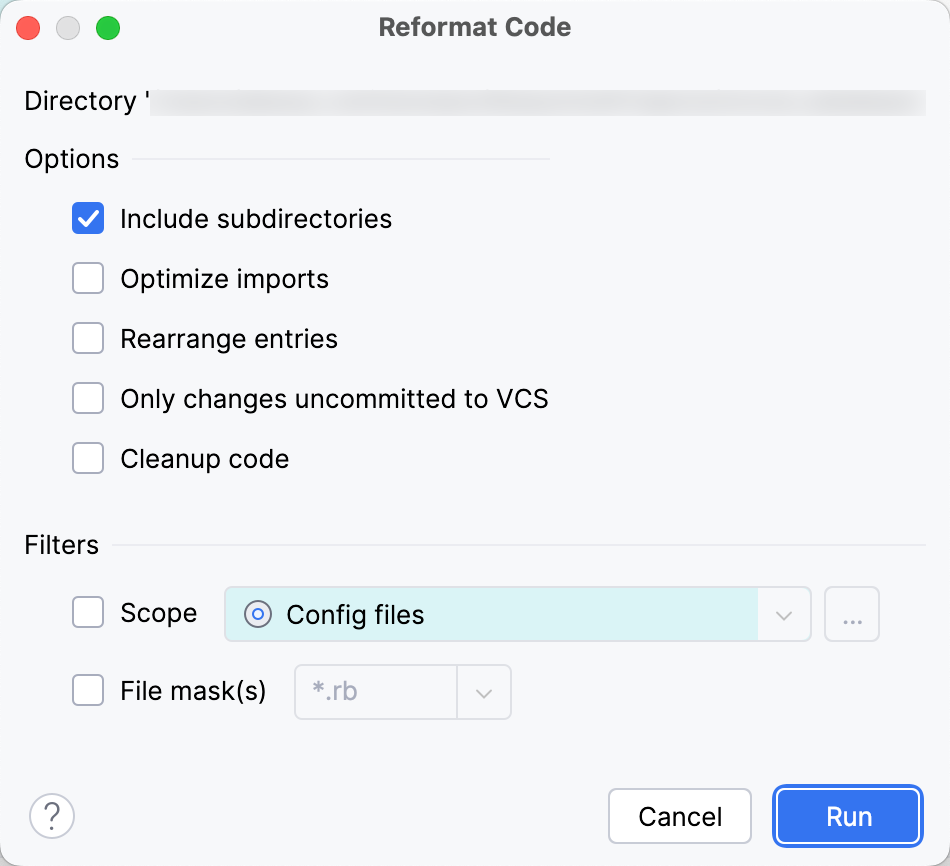 Select a scope for reformatting Select a scope for reformatting