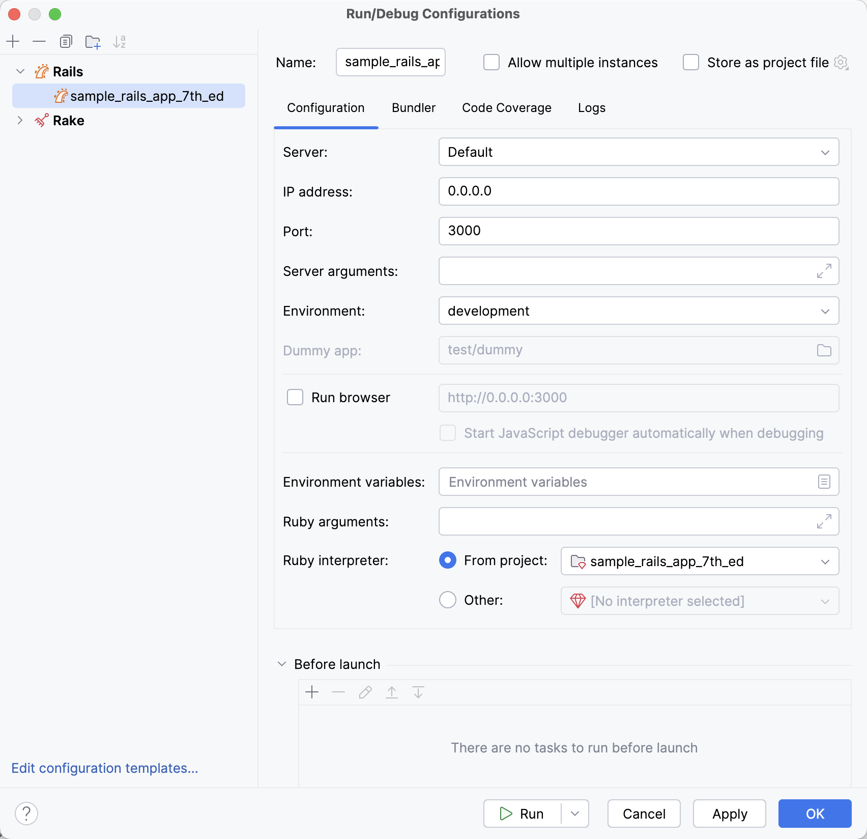 Run/debug configuration: the Run button Run/debug configuration: the Run button