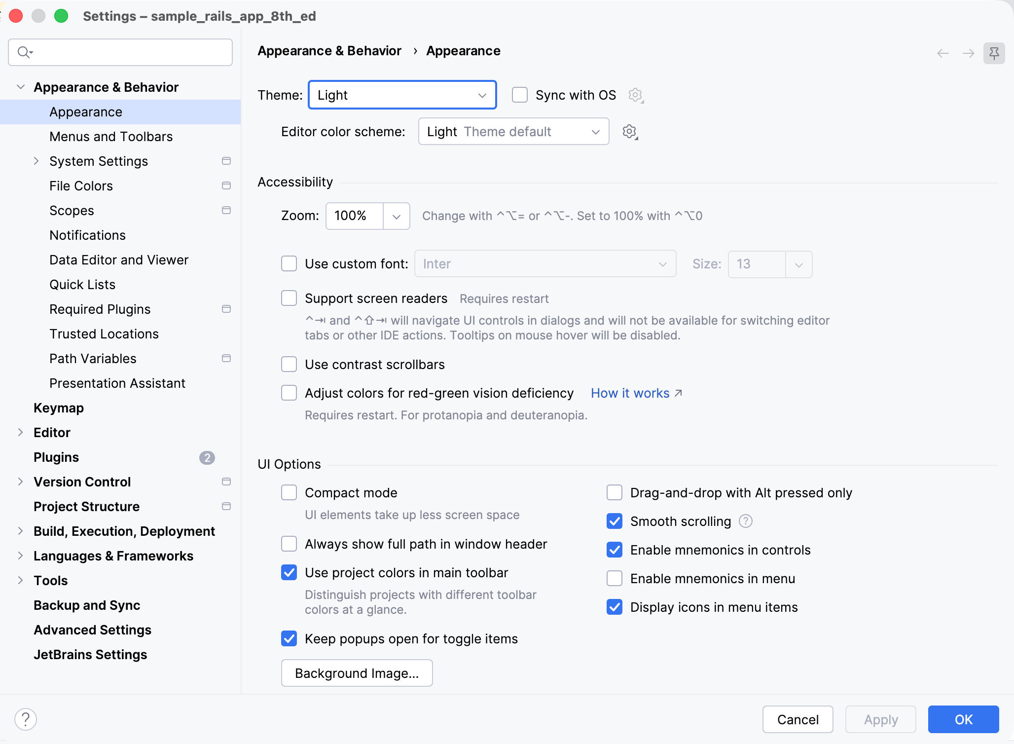 Settings | Appearance & Behavior | Appearance