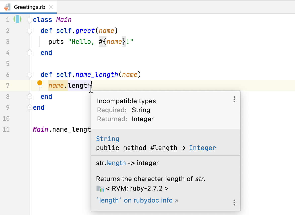 Incompatible types inspection Incompatible types inspection