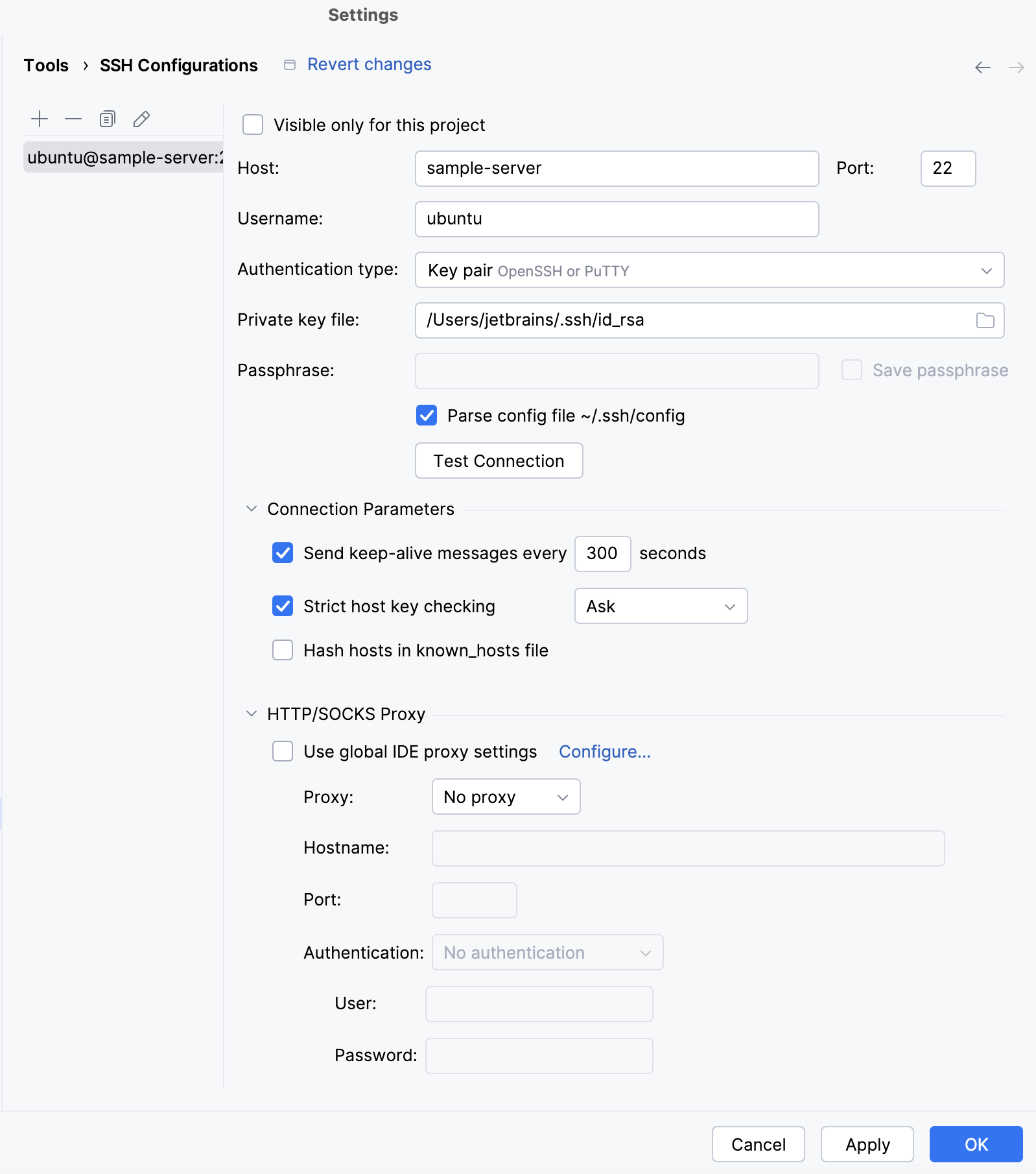 SSH configuration settings SSH configuration settings