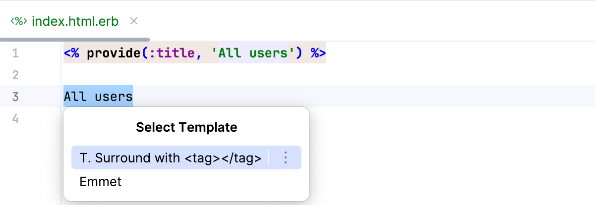 Select the desired code fragment Select the desired code fragment