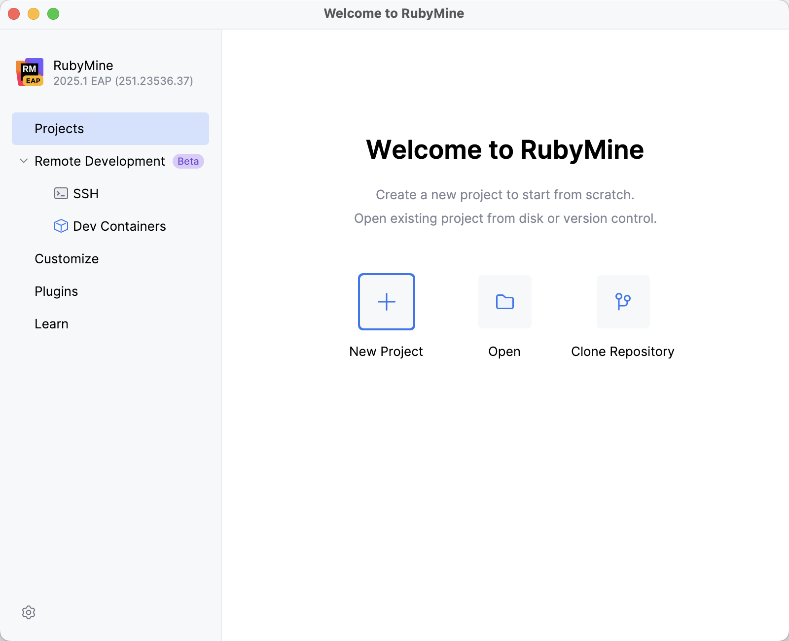 Welcome screen