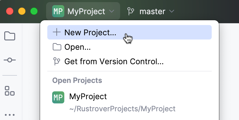 Create a new project using the Project widget Create a new project using the Project widget