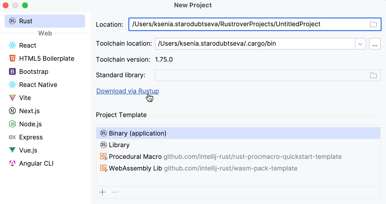 Rust standard library not found notification Rust standard library not found notification