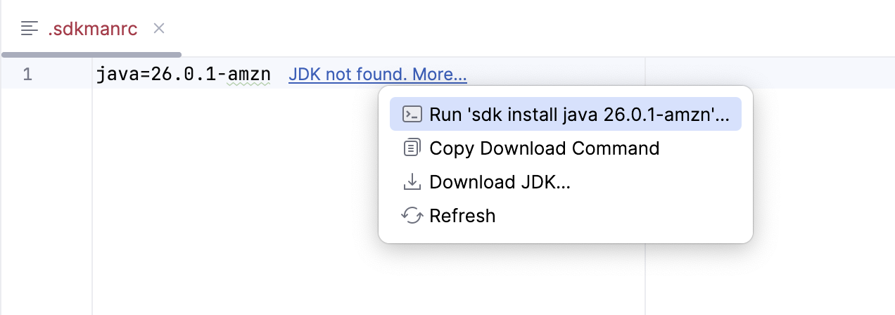 Inlay hints in .sdkmanrc in IntelliJ IDEA Inlay hints in .sdkmanrc in IntelliJ IDEA