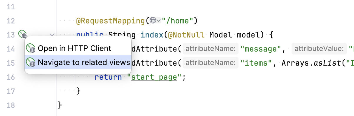 Navigate to related views action Navigate to related views action