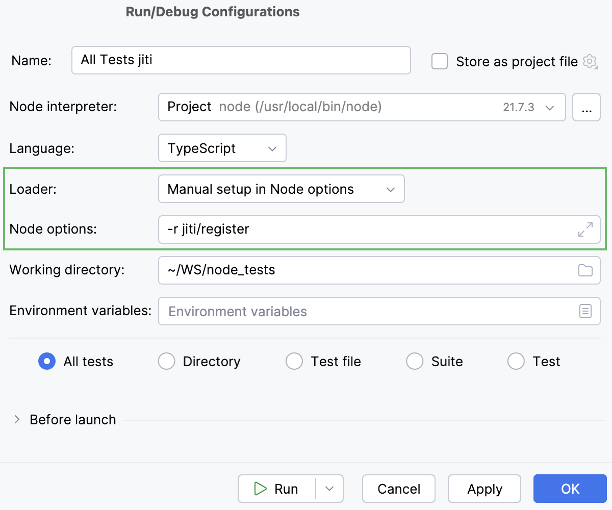 TypeScript tests: configure a custom loader TypeScript tests: configure a custom loader