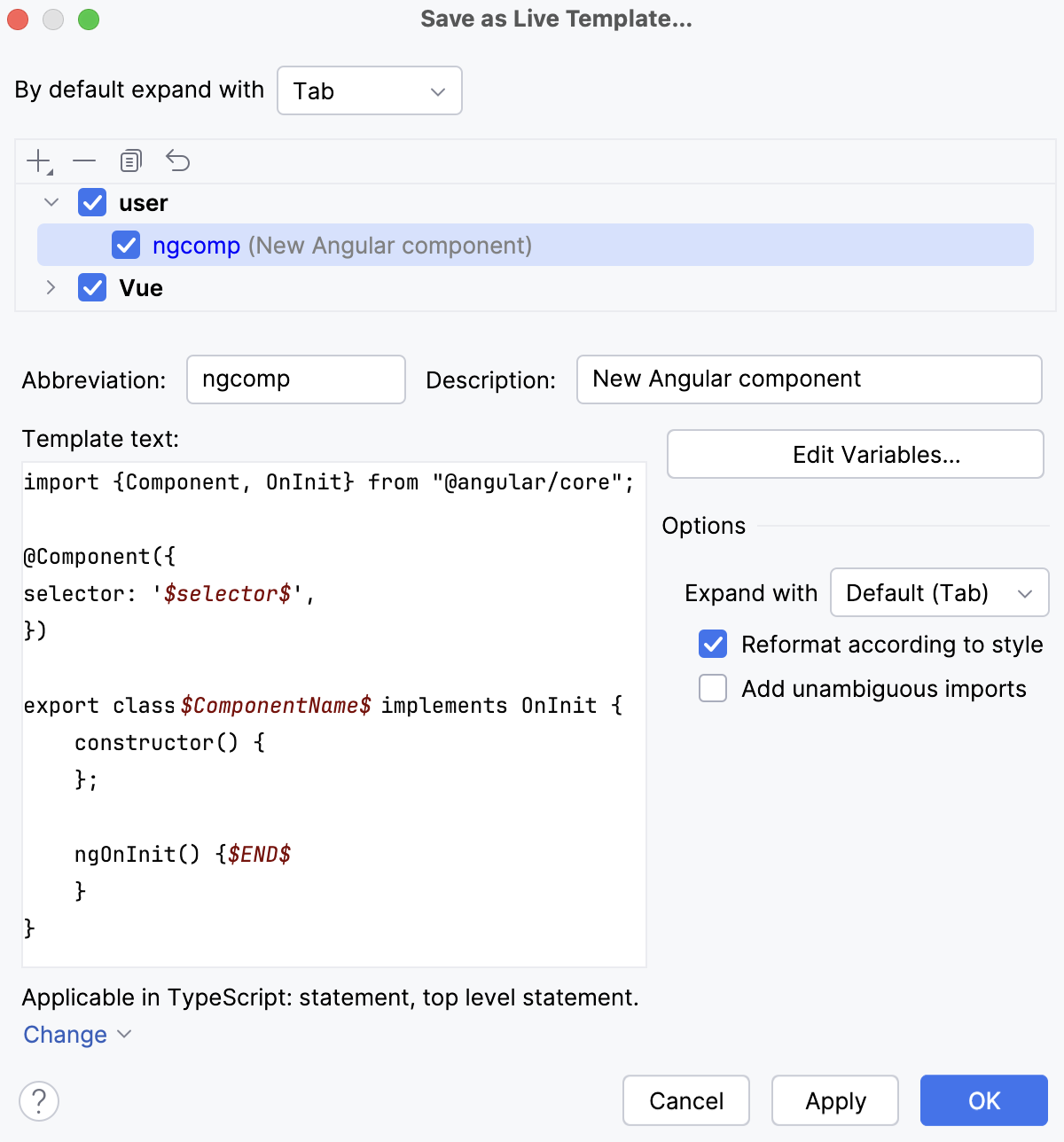 Add variables