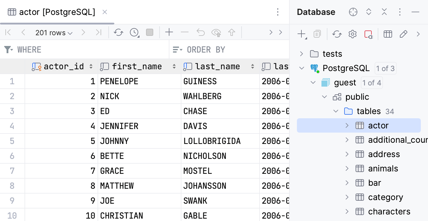 Working with tables Working with tables