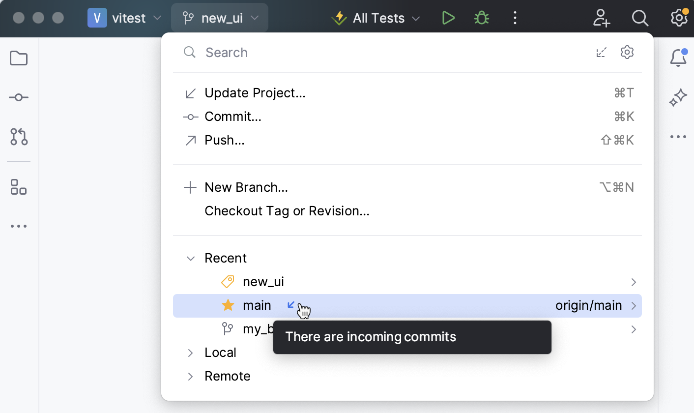 Incoming commits indicator Incoming commits indicator