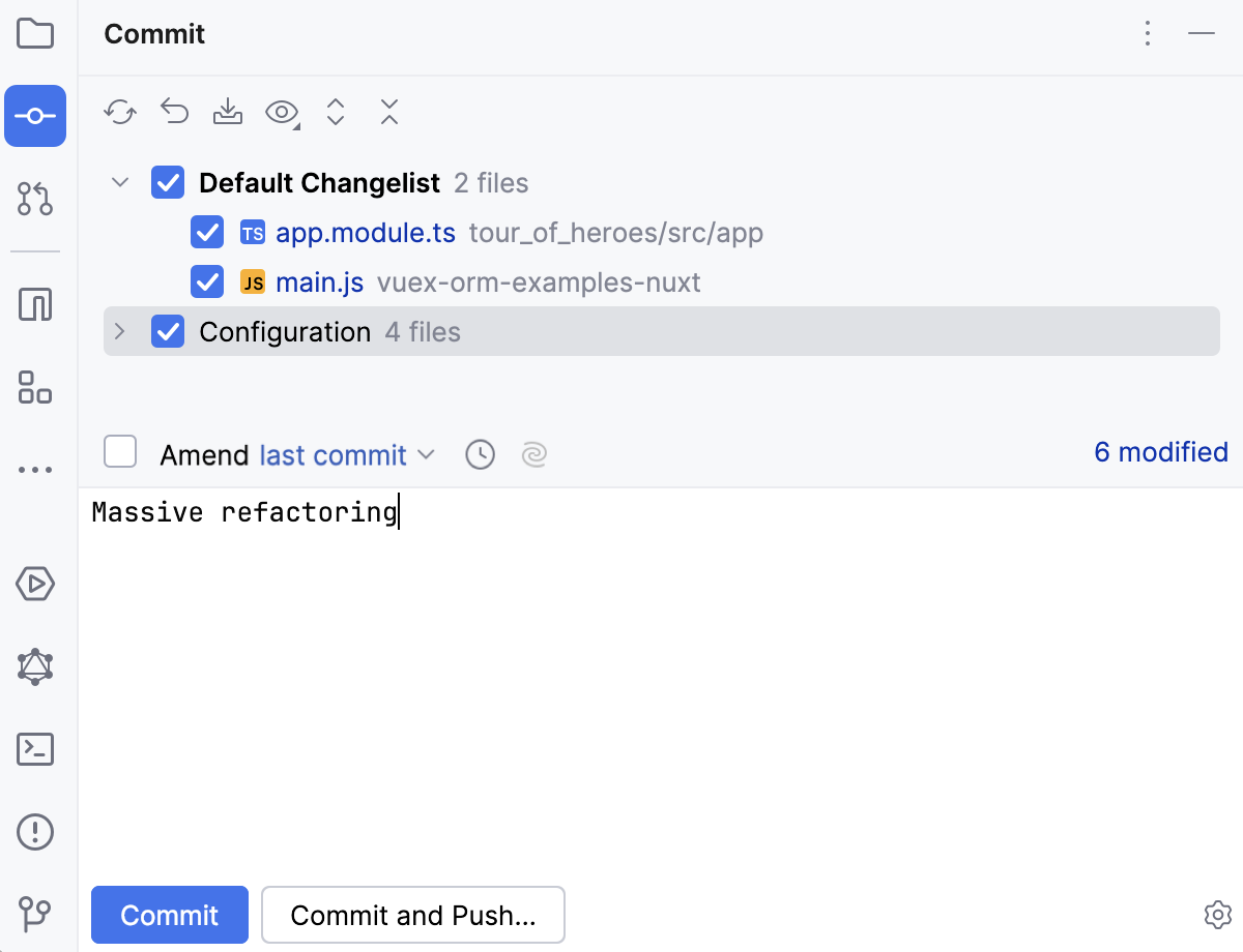 Commit tool window Commit tool window