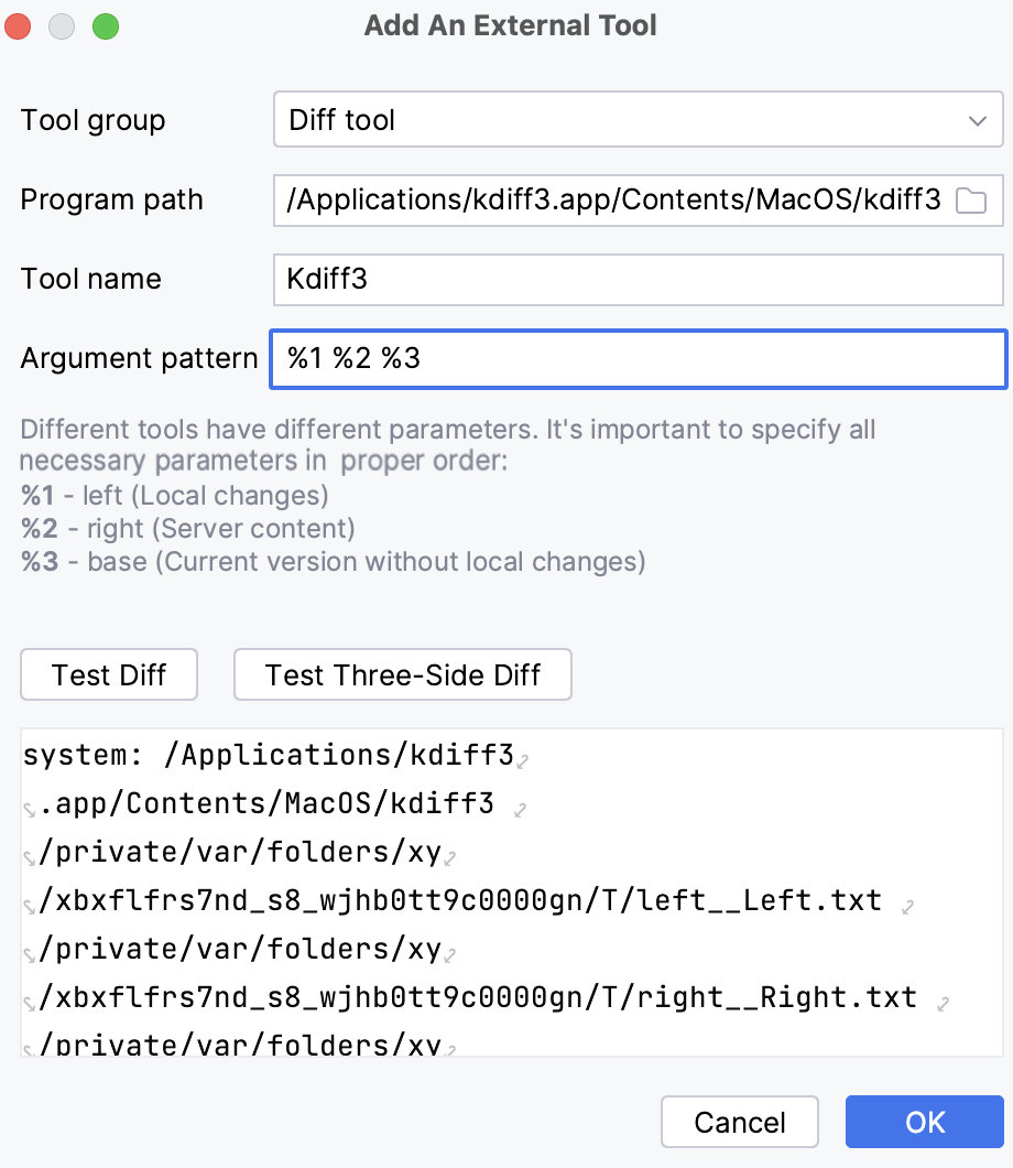 Add kdiff3 as an external diff tool Add kdiff3 as an external diff tool
