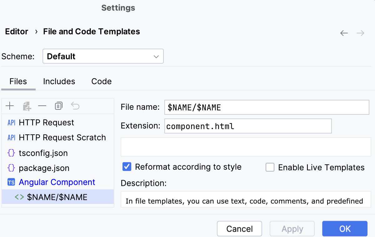Create child template: component.html Create child template: component.html