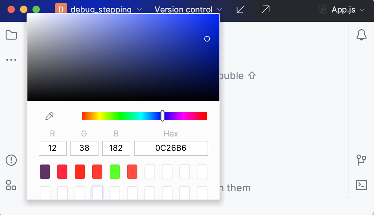 Configuring the main toolbar color Configuring the main toolbar color