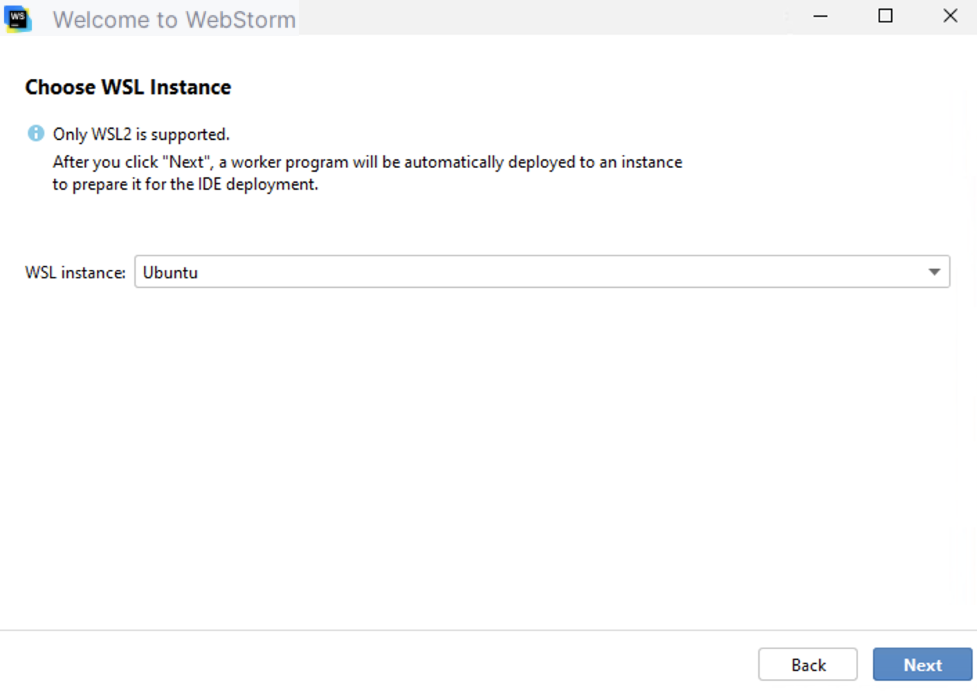 Choose WSL instance