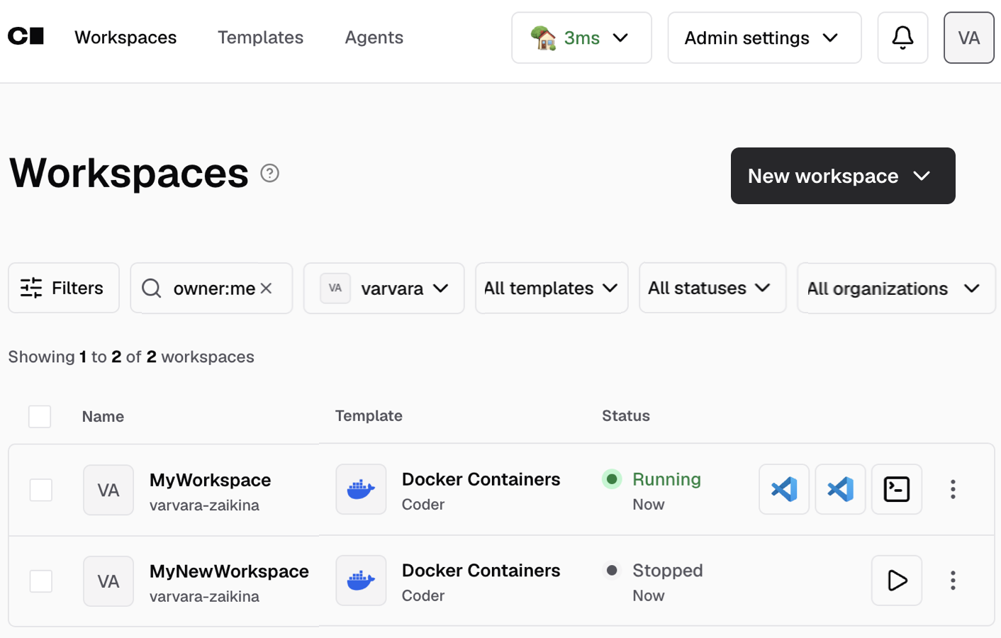Coder Workspace
