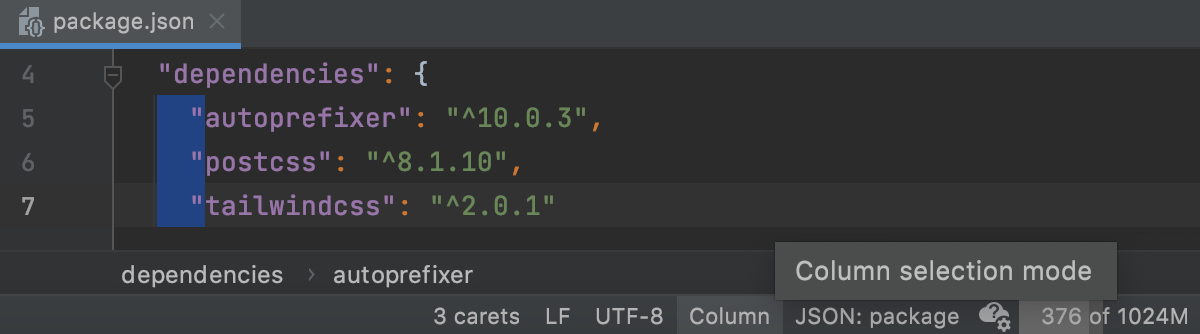 Column mode Column mode