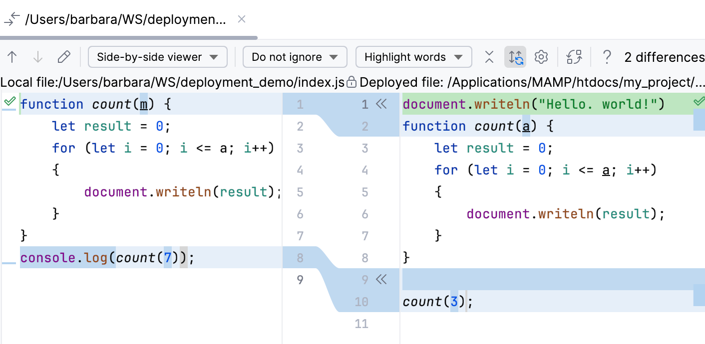 Compare a local file with its remote version Compare a local file with its remote version