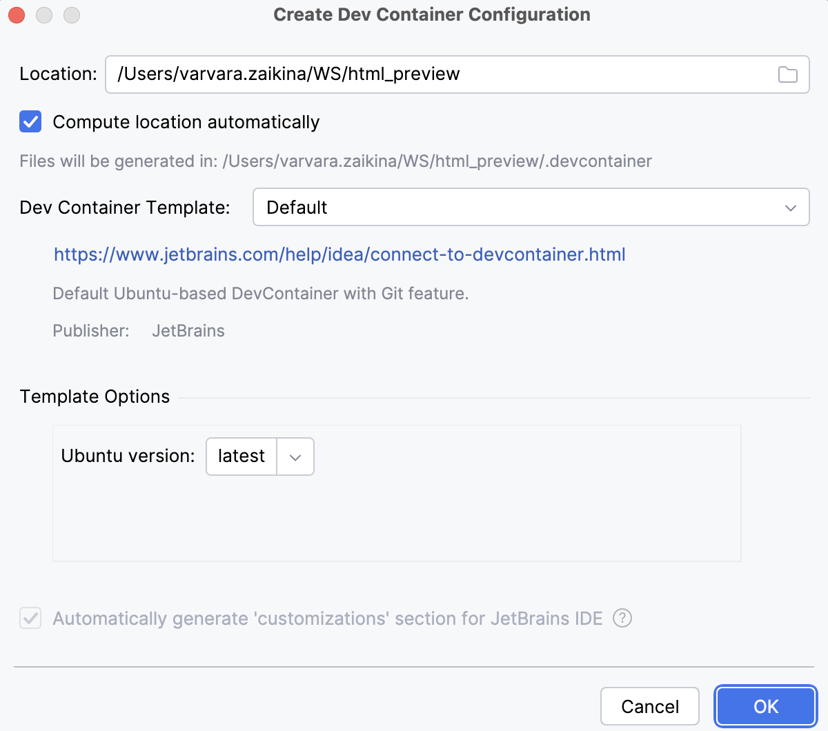 Create a new Dev Container Create a new Dev Container