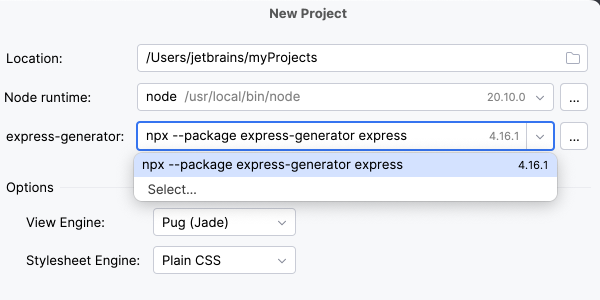 Select express generator