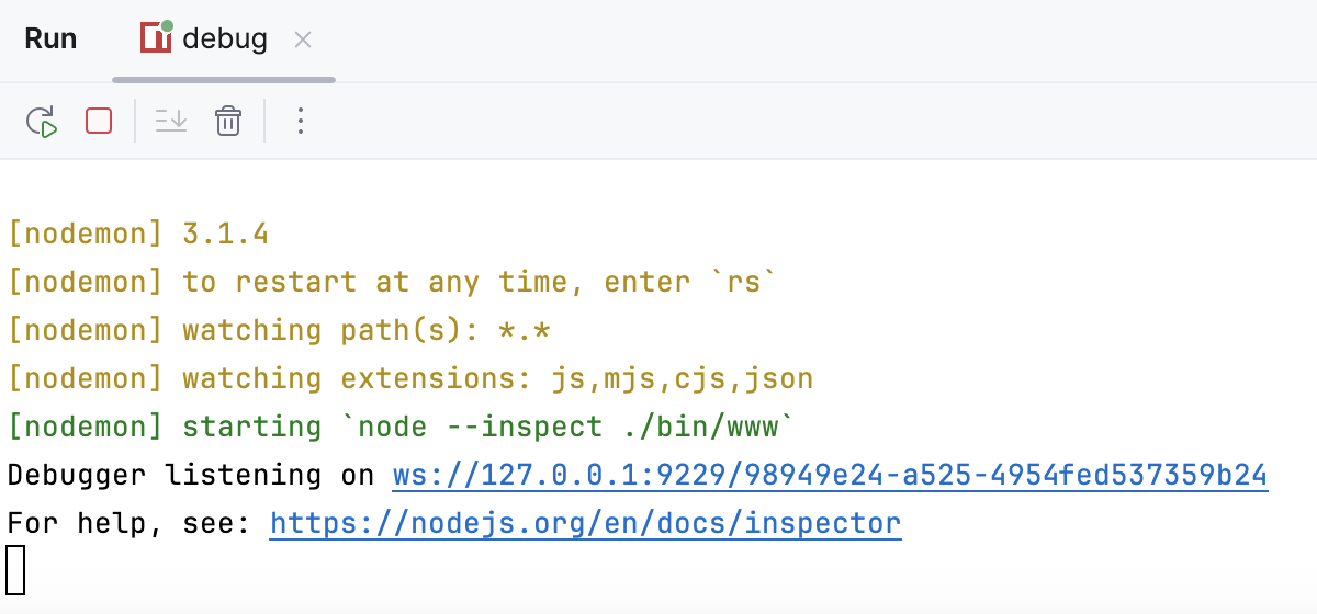 Node.js application with nodemon running in the debug mode: check the port Node.js application with nodemon running in the debug mode: check the port