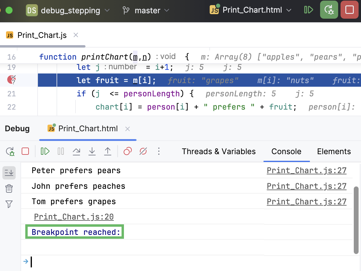 Conditional breakpoint is hit, which is logged in the Console tab Conditional breakpoint is hit, which is logged in the Console tab