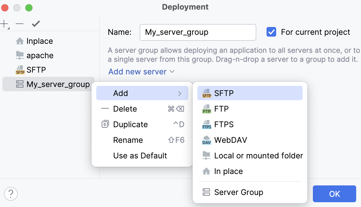 Create a new server from a group Create a new server from a group