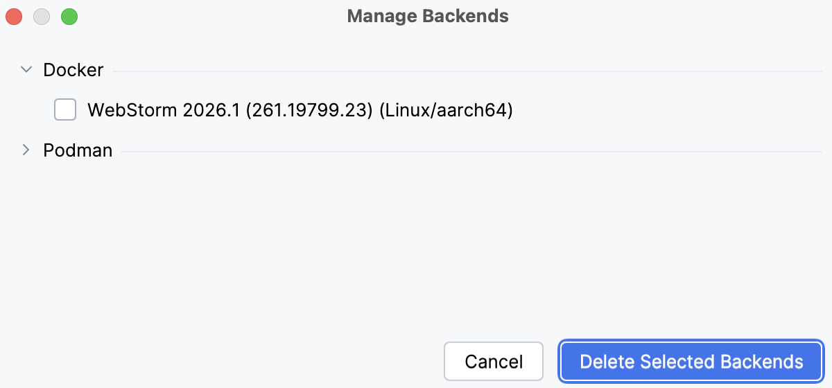 Manage backends Manage backends