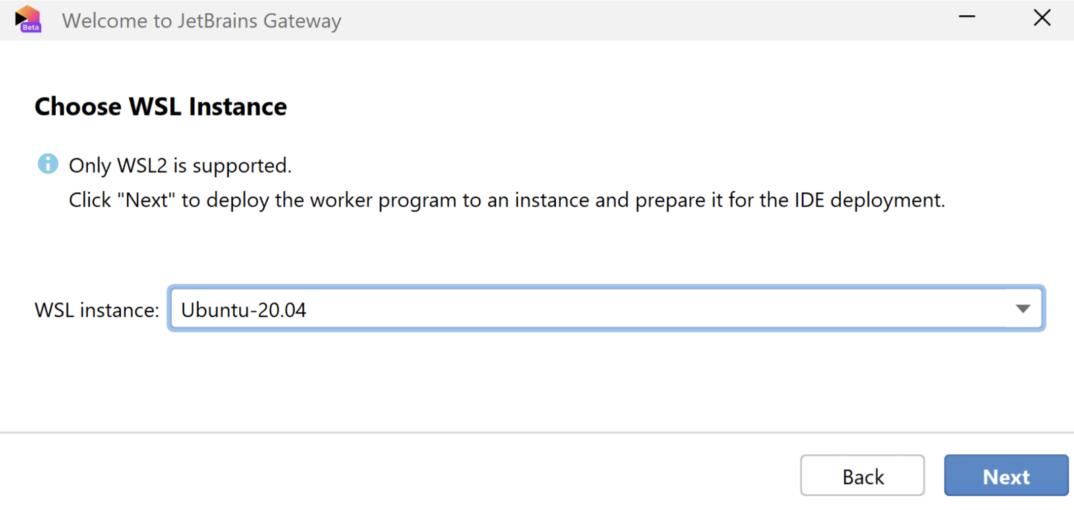 Choose WSL instance