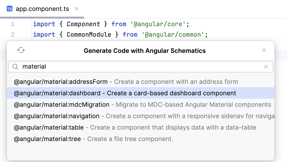 Choosing Angular Schematic Choosing Angular Schematic