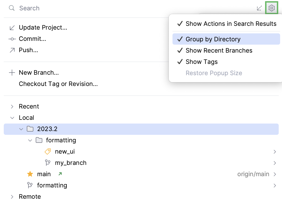 Group by Prefix option in the VCS widget Group by Prefix option in the VCS widget