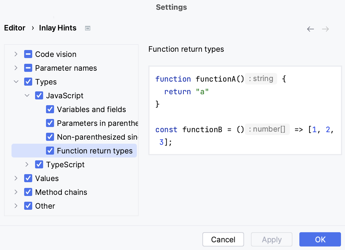 Function return type hints Function return type hints