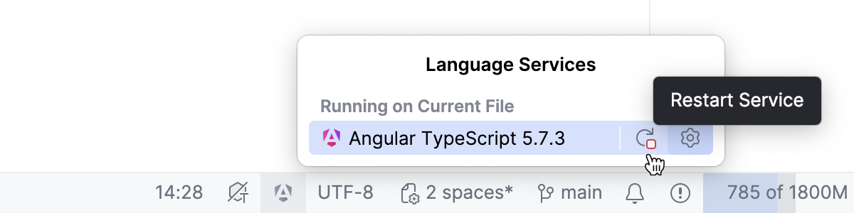 Angular language service widget - Restart Service Angular language service widget - Restart Service